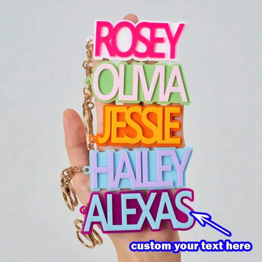 Customized 1 Piece PMMA Keyring - Custom Name - Custom accessory | American style laser engraved unique for everyday use and gifts