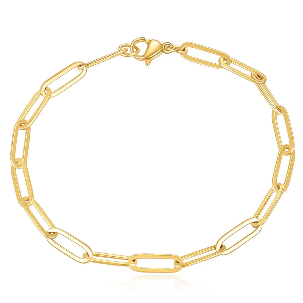 Nuovo braccialetto a catena rettangolare con graffetta personalizzato e semplice, braccialetto versatile placcato oro 14K