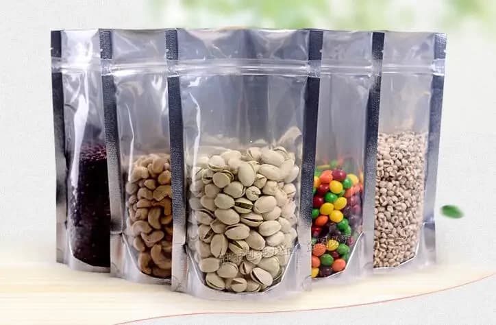 15 * 22 cm, 100 X Borsa con chiusura lampo in alluminio traslucido con supporto - Sigillo con cerniera per custodia in plastica mylar in alluminio metallizzato richiudibile trasparente frontale