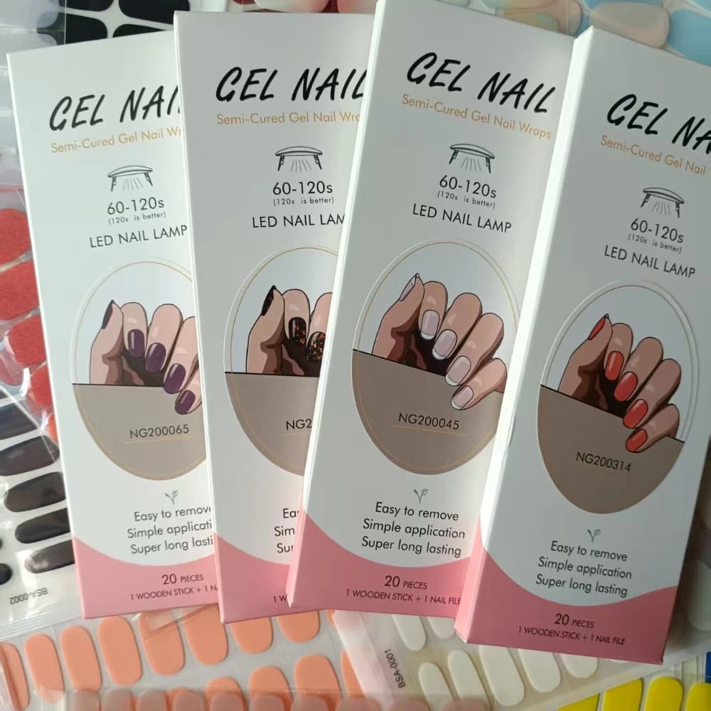 20 Tips Adesivi per Unghie in Gel UV Semi-Polimerizzato Rosa Macaron, Set Completo di Adesivi Bianchi Facili da Applicare, Lunga Durata