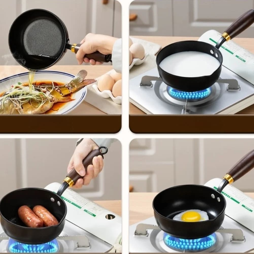 Small Skillet Gas Stove Cast Iron Frying Pan Heat Resistant Grip Quick Heat Conduction Natural Non-stick Finish