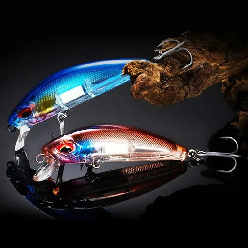 1/2/5 pz 3D Occhi Luminosi Minnow Esche Da Pesca 7 cm 11.5g Jig Affondamento Wobblers Esca Dura Artificiale Crankbait Pesca Notturna Pesca