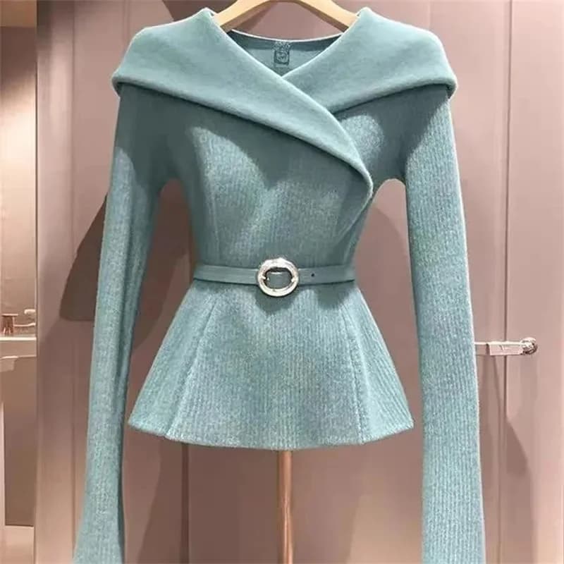 (con cintura) 2024 Nuovo stile Ricevi vita Cappotto maglione da donna Maglione unico Maglione pullover maglione chic dal design avanzato