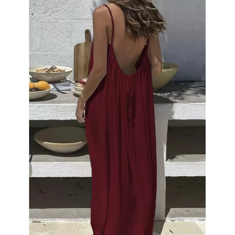 Abito da donna alla moda con motivo a onde d'acqua, spalle oblique, elegante e semplice, tinta unita, linea ad A, con scollo, vita media, gonna sexy avvolgente sui fianchi