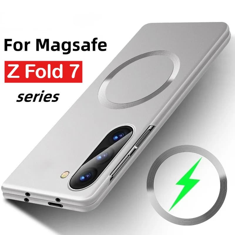 Vernice metallizzata opaca ultra sottile per custodia Magsafe per Samsung Galaxy Z Fold 7 6 5 4 Cover antiurto per PC con ricarica wireless magnetica