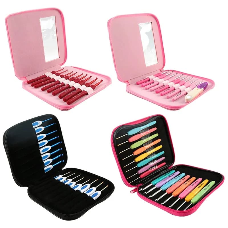 Kit di uncinetti da 9 pezzi Set di ganci in alluminio ergonomici con manico morbido da 2,5-6 cm con 8 dimensioni per artigianato fai-da-te, maglieria, uncinetto