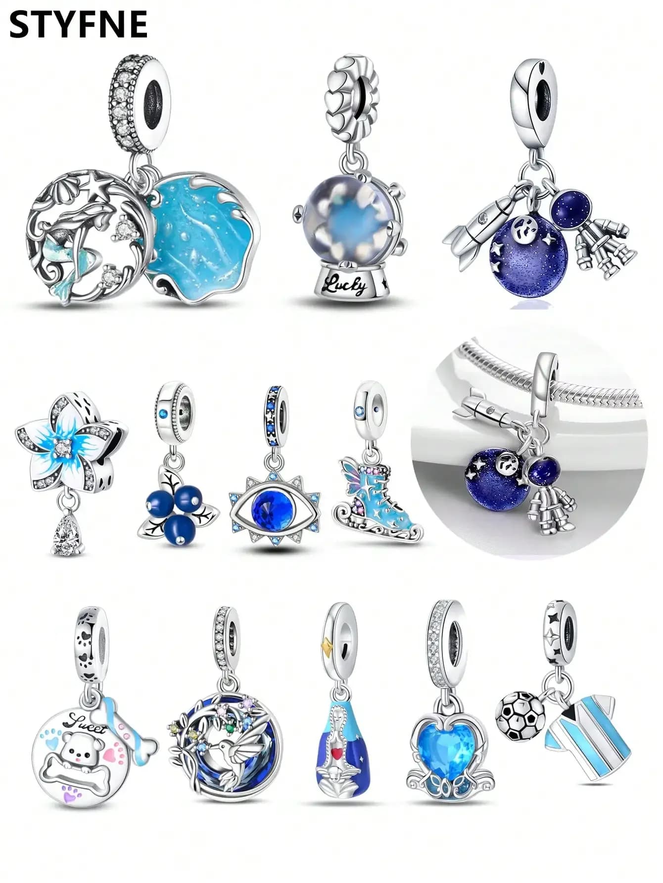 Ciondoli Plata Blue Ocean Eye Ocean Perle di perle per ciondoli 925 Originales Bracciale Perline Creazione di gioielli Regalo da donna