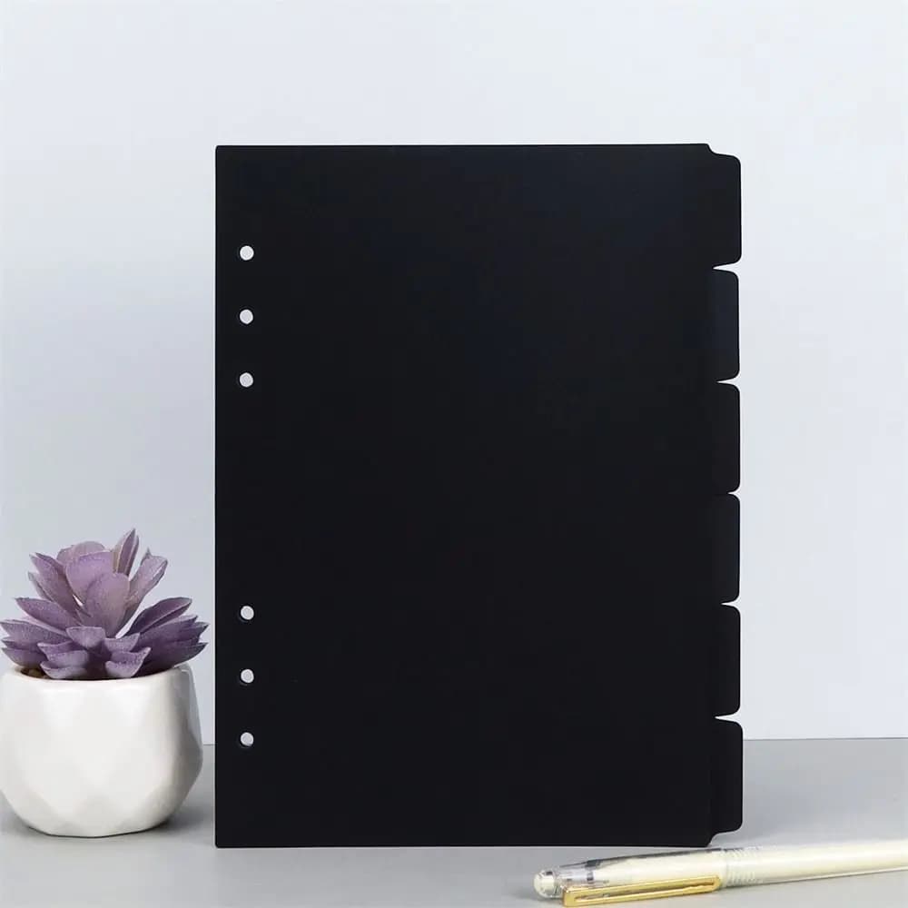 A5 A6 A7 divisore indice nero carino 6 fori per raccoglitore Planner cancelleria per Notebook accessori per divisori di carta per Notebook