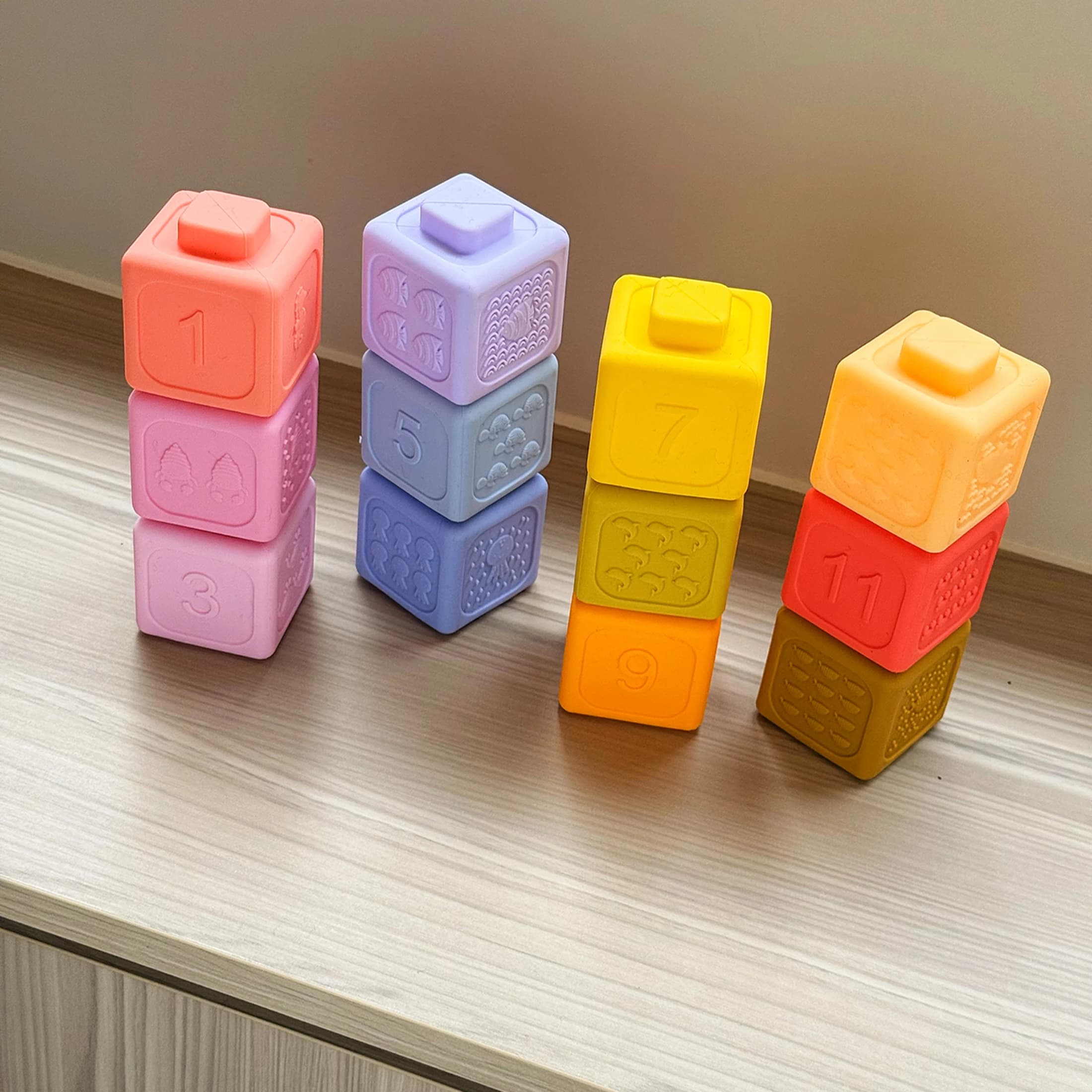 1Set Montessori Bambino Sensoriale Blocchi Impilabili Molle Del Silicone Costruzione Massaggiagengive Giocattolo Giocattoli Educativi Per I Bambini Building Block Giocattolo