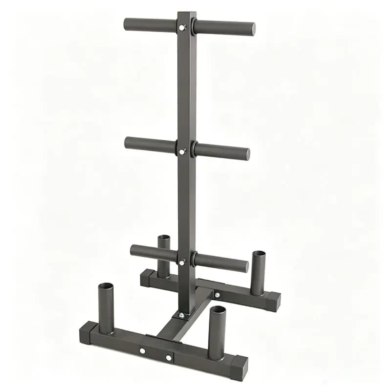 Weight Plate & Barbell Storage Rack, Multi-Function Gym Organizer Stand with Bar Holders and Plate Pegs, Heavy Duty Stee