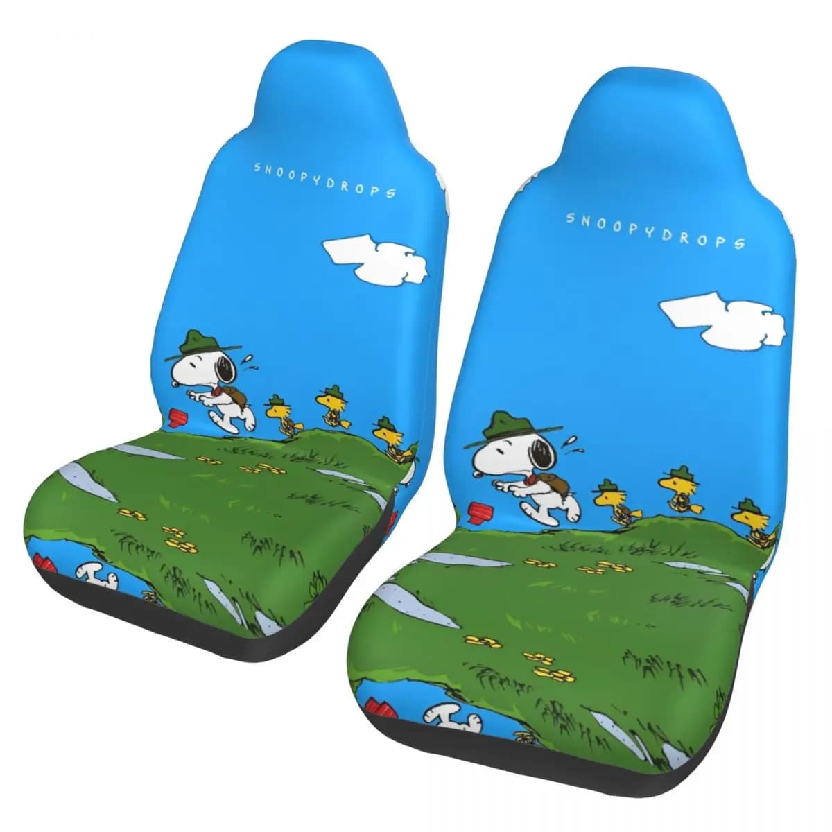 Coprisedili per auto Snoopys Cartoon Dog, set di 2 coprisedili flessibili, adatti a auto, berline, SUV e camion