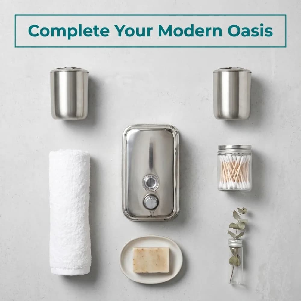 Stainless Steel Soap Dispenser Silver 500ml Capacity Manual Soap Dispenser Wall Mount Rust-Proof Liquid Dispenser Space Saving