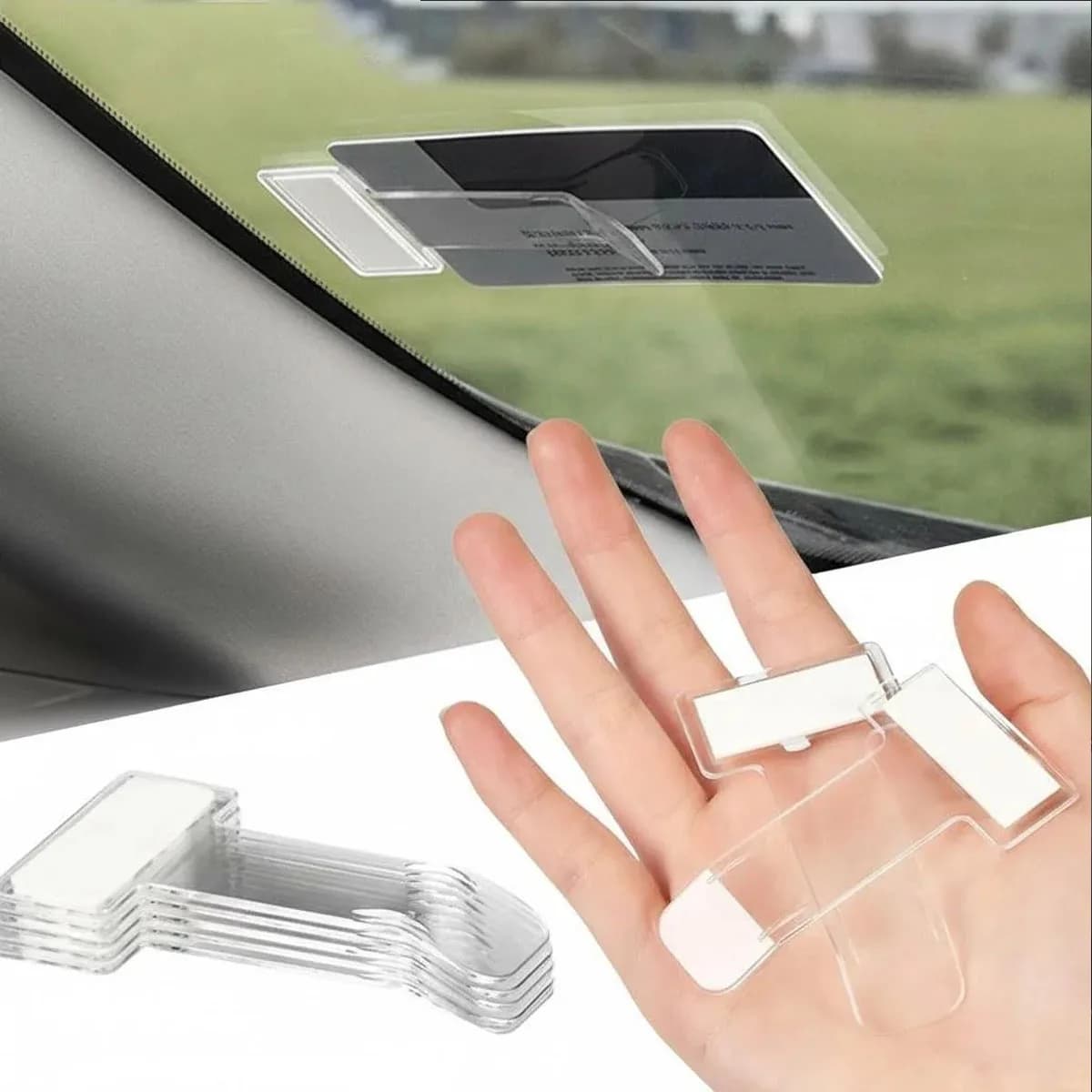 Organizer trasparente per parabrezza auto - accessorio di sicurezza, porta biglietti parcheggio multifunzione, porta biglietti, porta foglietti adesivi
