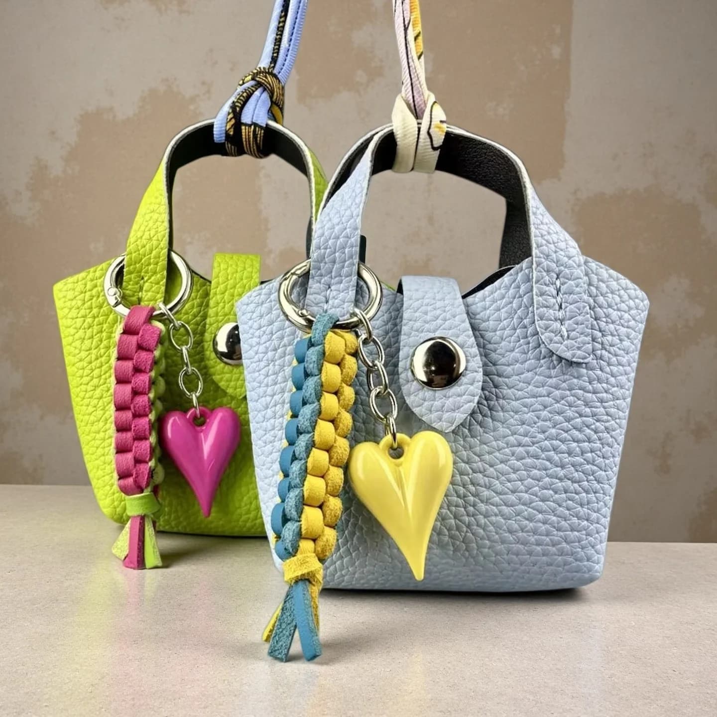 Cute Mini PU Leather Handbag Pendant-AirPods, Coins & Lipstick Pouch-Mini Handbag Bag Charm-Boho/Y2K Braided Cord-Gift For Women