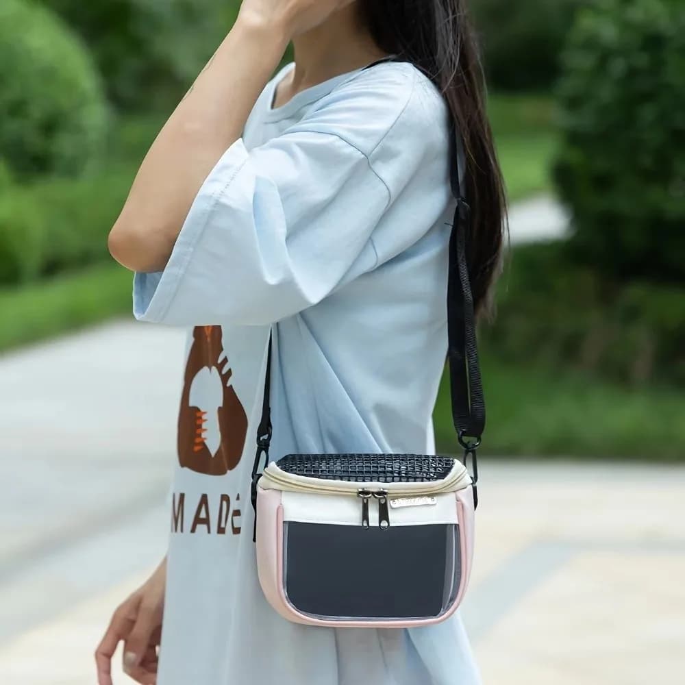 Breathable Small Pet Carrier Bag Ventilated Portable Hamster Shoulder Bag Travel Use Adjustable Squirrel Carrier Bag