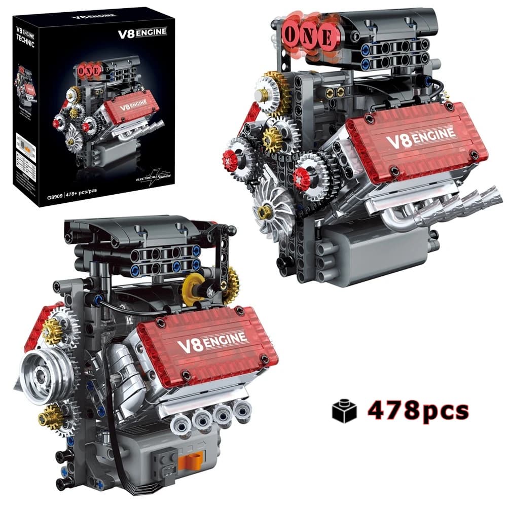 Set di costruzione tecnica motore V8 478 pezzi Kit di auto modello meccanico motorizzato Progetto fai da te Regalo di compleanno di Natale per uomo