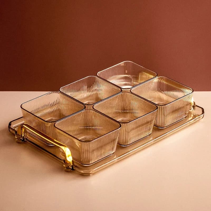Contenitore con Coperchio, Vassoio per Snack, Piatto per Frutta, Piatto per Alimenti Secchi, Porta Caramelle, Contenitore per Cibo