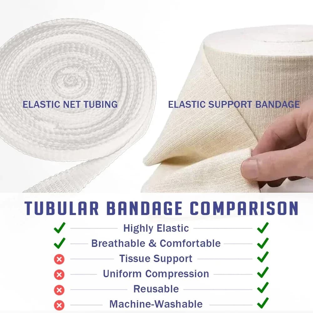 Benda tubolare da 10 m - Manicotto elastico in cotone lattice per ginocchia, caviglie e gomiti - Supporto riutilizzabile per lo sport e il recupero