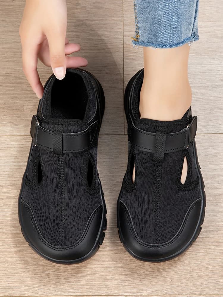 Scarpe da passeggio da donna in rete traspirante con chiusura a strappo, suola morbida e confortevole per camminare e correre