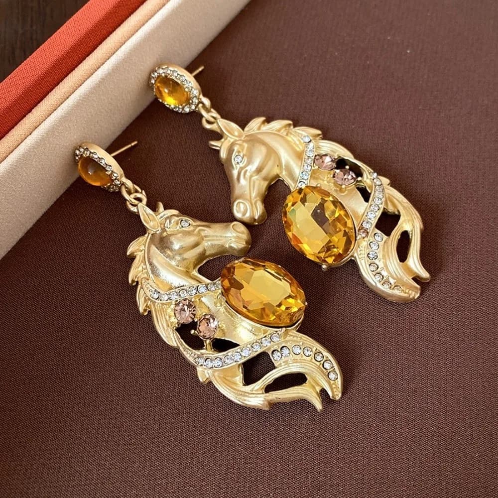 Orecchini Cavallo dello Zodiaco, Orecchini a Forma di Pony in Stile Cinese, Gioielli Eleganti e alla Moda