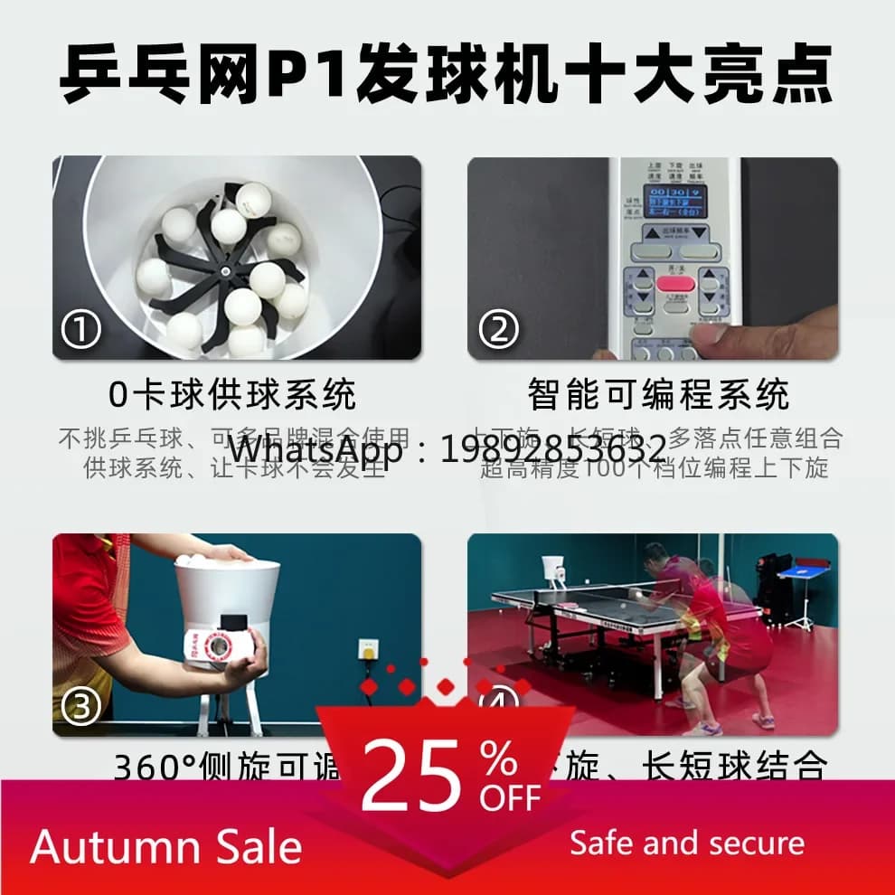 LYY Macchina Lanciapalline da Ping Pong Intelligente Programmabile Professionale per Casa, Allenatore Automatico Singolo