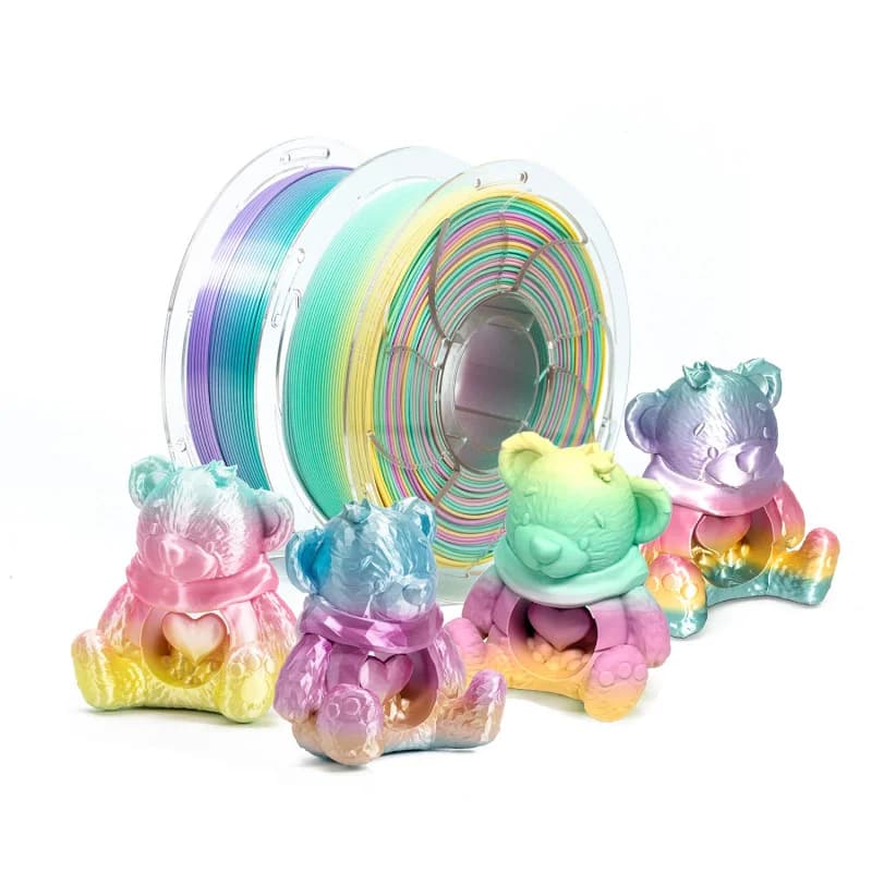 PLA 3D Printer Filament, Silk Matte Rainbow Gradient Candy Color, 1.75mm Diameter