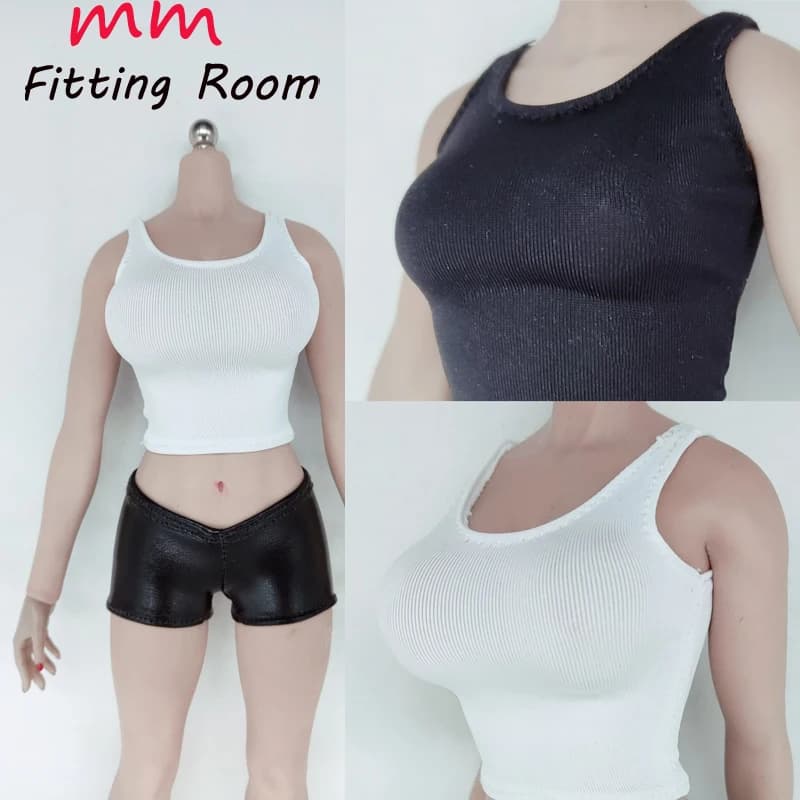 Vestiti per bambole femminili in scala 1/6, gilet bianco nero per modello di corpo di action figure da 12 pollici