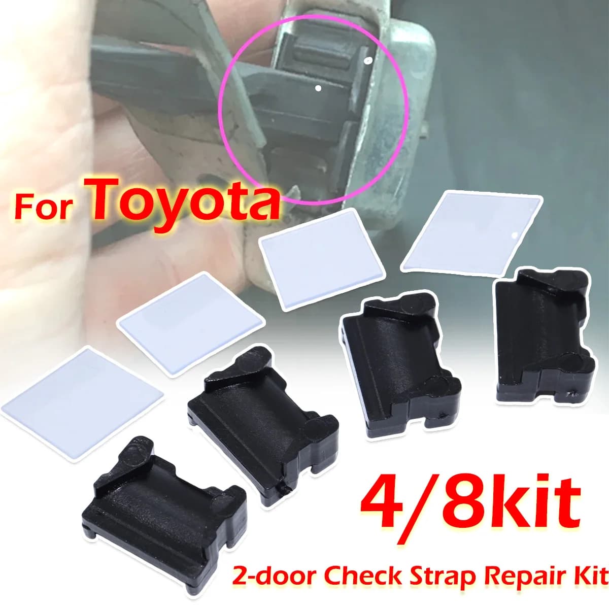 Kit 4/8 Pezzi per Auto a 2 Porte, Kit Riparazione Cerniera Fermo Porta, Limitatore di Apertura, Ricambi per Toyota VEROSSA YARIS