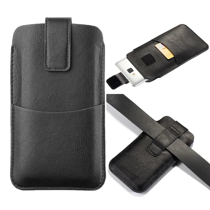 Custodia universale in pelle per telefono, borsa da cintura per cellulare, per iPhone 14 13 15 16 Pro Max Samsung, marsupio da uomo.