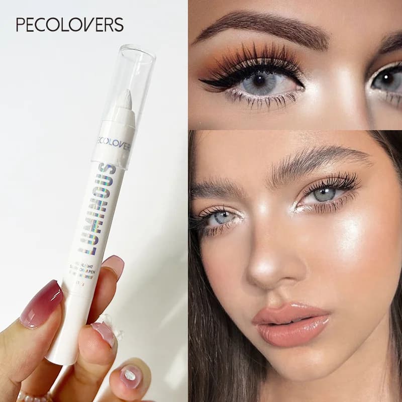 Lighting highlighter for silk kiss lying, durable, waterproof, smooth, opaque, perlescent, white silver, eyeliner umbrella