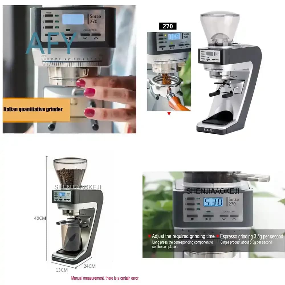 270 Italian Quantitative Bean Grinder for Electric Coffee Bean Grinder for Household and Commercial Use Timing Mill 220V for