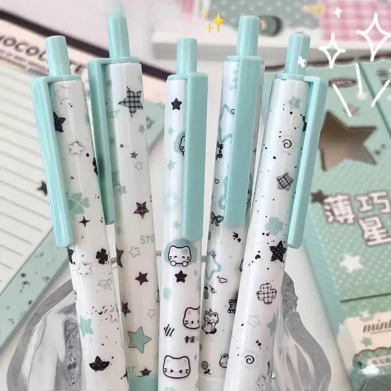 4Pcs Kawaii School Supplies Press Super Smooth Ins High Looking Fresh Soft Grip Gel Pen Student Brush Question Cute Stationery