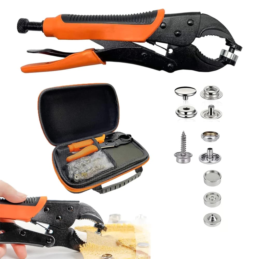 Pinze a scatto in metallo Kit di elementi di fissaggio Strumento di pressatura manuale con 3 stampi Strumenti di fissaggio fai da te a scatto magnetico regolabile per vestiti da cucito artigianali