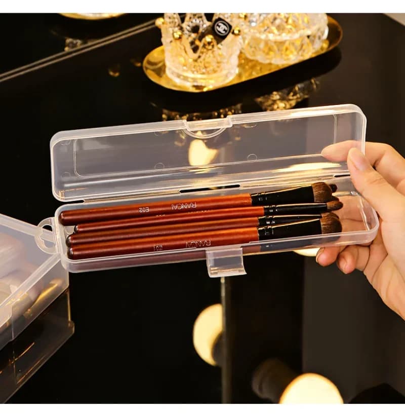 2/1pc portatile pennello per trucco organizzatore matita per sopracciglia stoviglie bacchette trasparenti con coperchio scatola di immagazzinaggio accessori da cucina