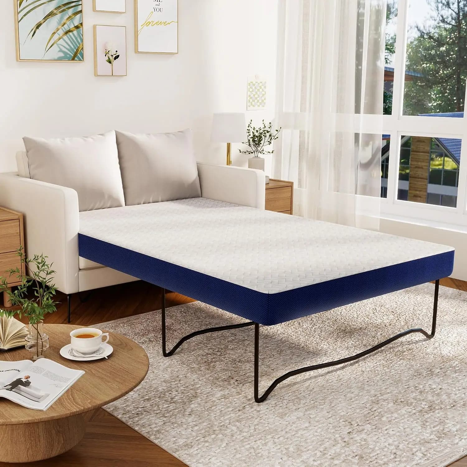 Memory Foam Gel 4 Dust for Sofa Bed, Anti-slip Washable Cover, for Guest Room, Camper, Boat 72x53x4, Customizable