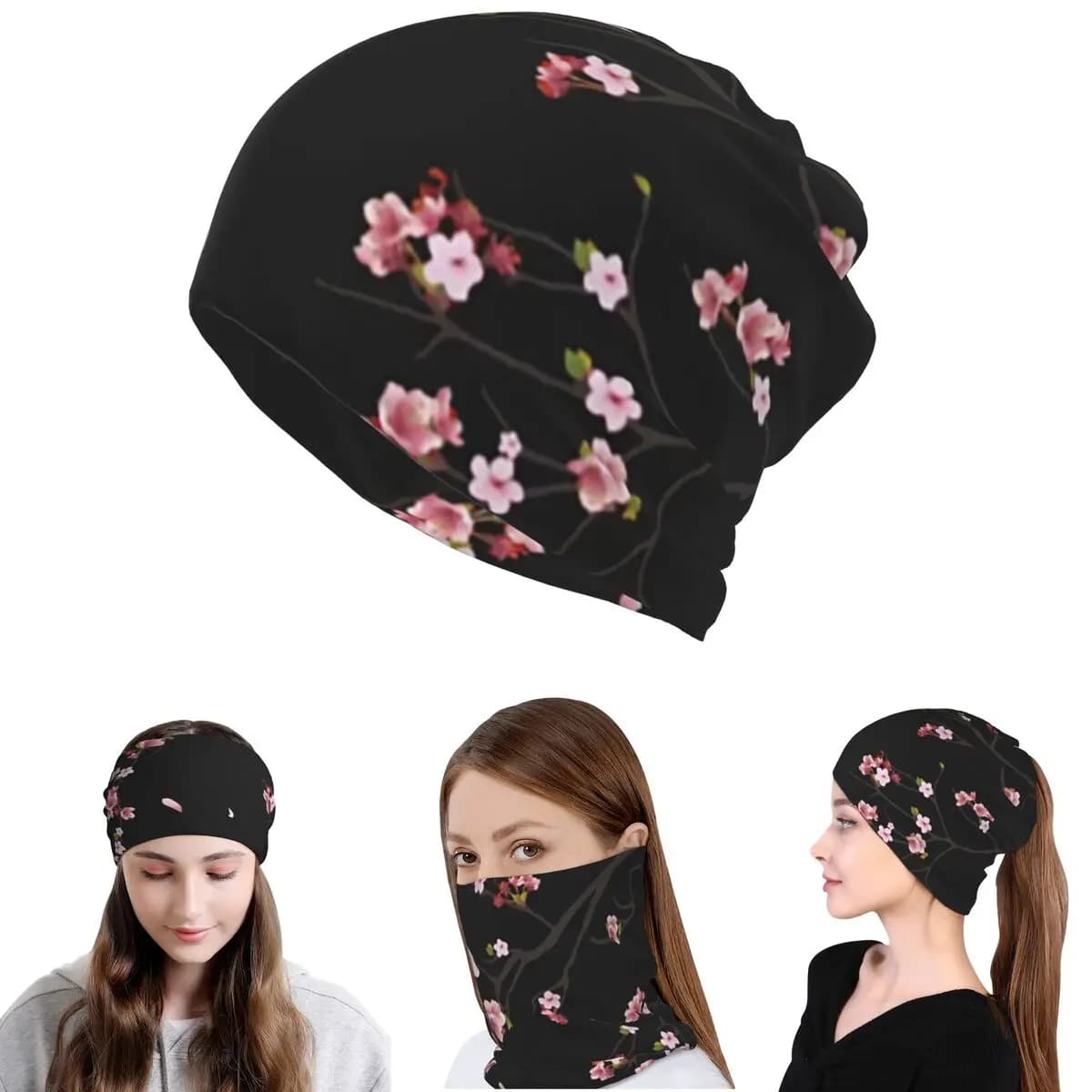 Bandana con motivo a fiori di ciliegio giapponese, maschera per il collo, sciarpa calda, balaclava, berretto, cappello unisex per adulti, lavabile
