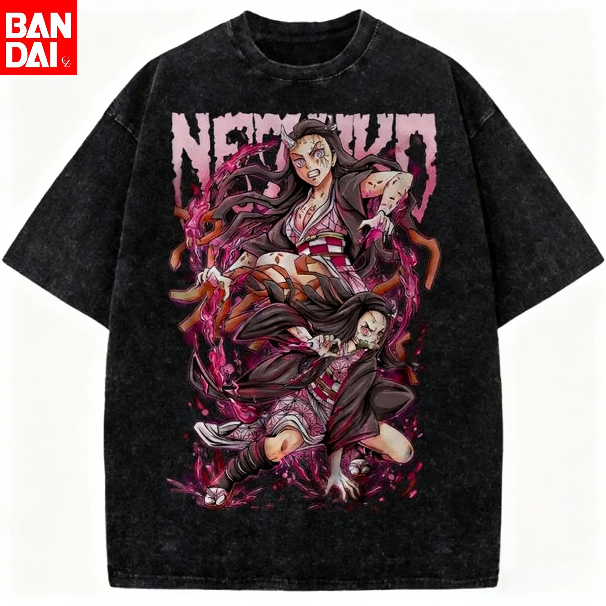 2026 Japanese Anime Demon Slayer Sanemi Graphic Washes T-shirts Men's Women's Clothing Harajuku Y2K Male Pure Cotton Tops Tee