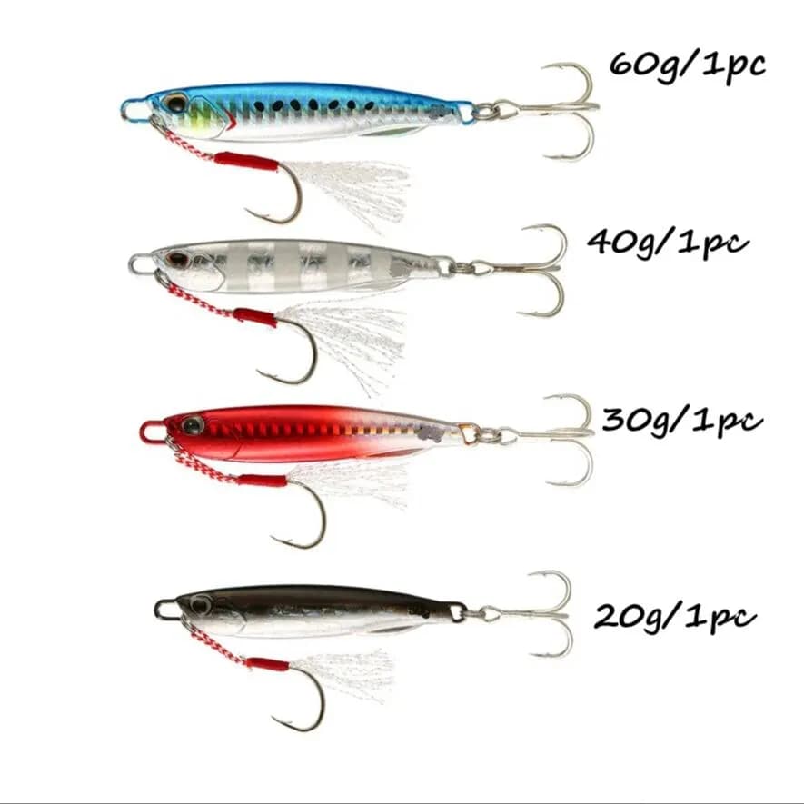 Fishing Lure Metal Jig 4 pz/lotto 20g 30g 40g 60g Jigging Lure Long Casting Jigs Spoon Wobbler Bait Sea Bass Fishing Bait Pesca