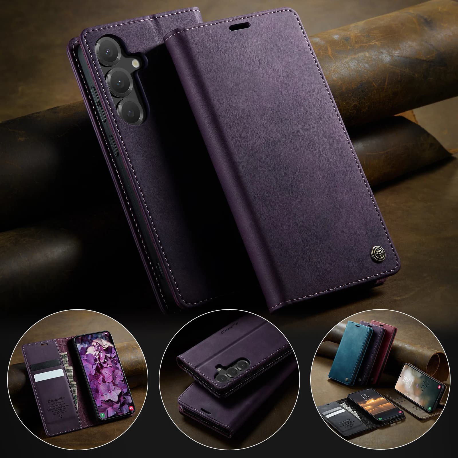 Custodia in pelle premium per Samsung Galaxy S25 S24 Plus S23 S22 S21 S20 Ultra FE Note20 Ultra S10 Custodia magnetica per carte a portafoglio