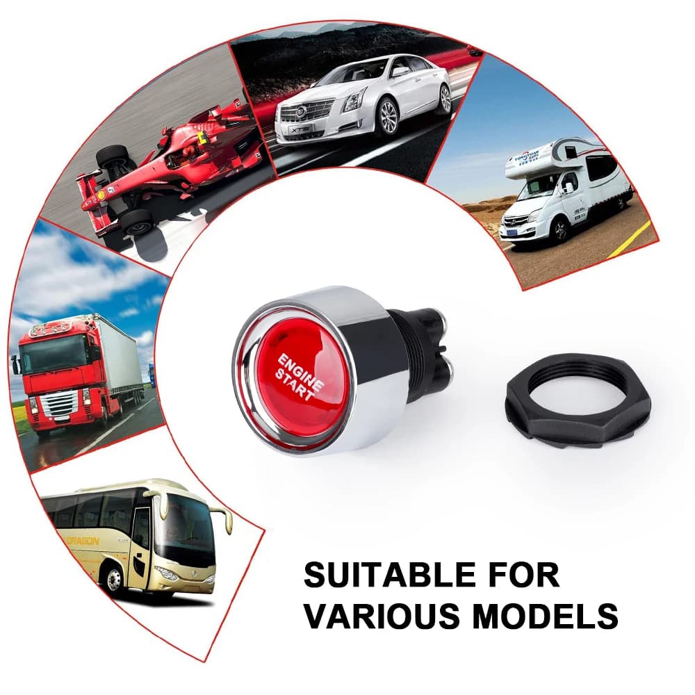 Pulsante di Avviamento Universale 12V 50A con Luce LED per Veicoli, Auto da Corsa e Modifiche Fai-da-Te