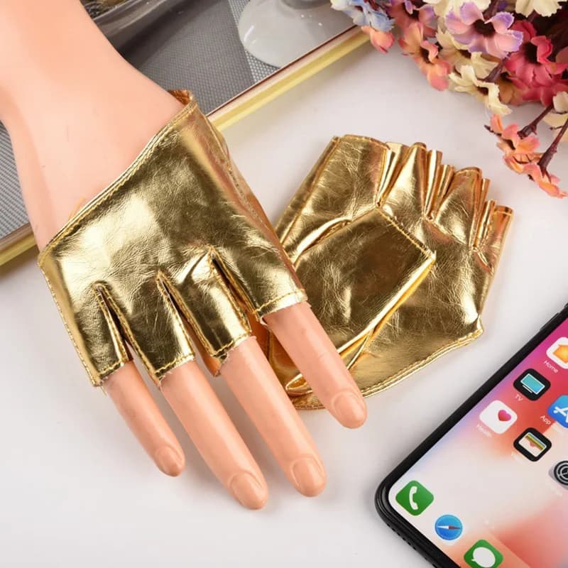 Sexy night club, punk rock, dance show, PU leather, half plam, half finger, touch screen, M25 fitness glove