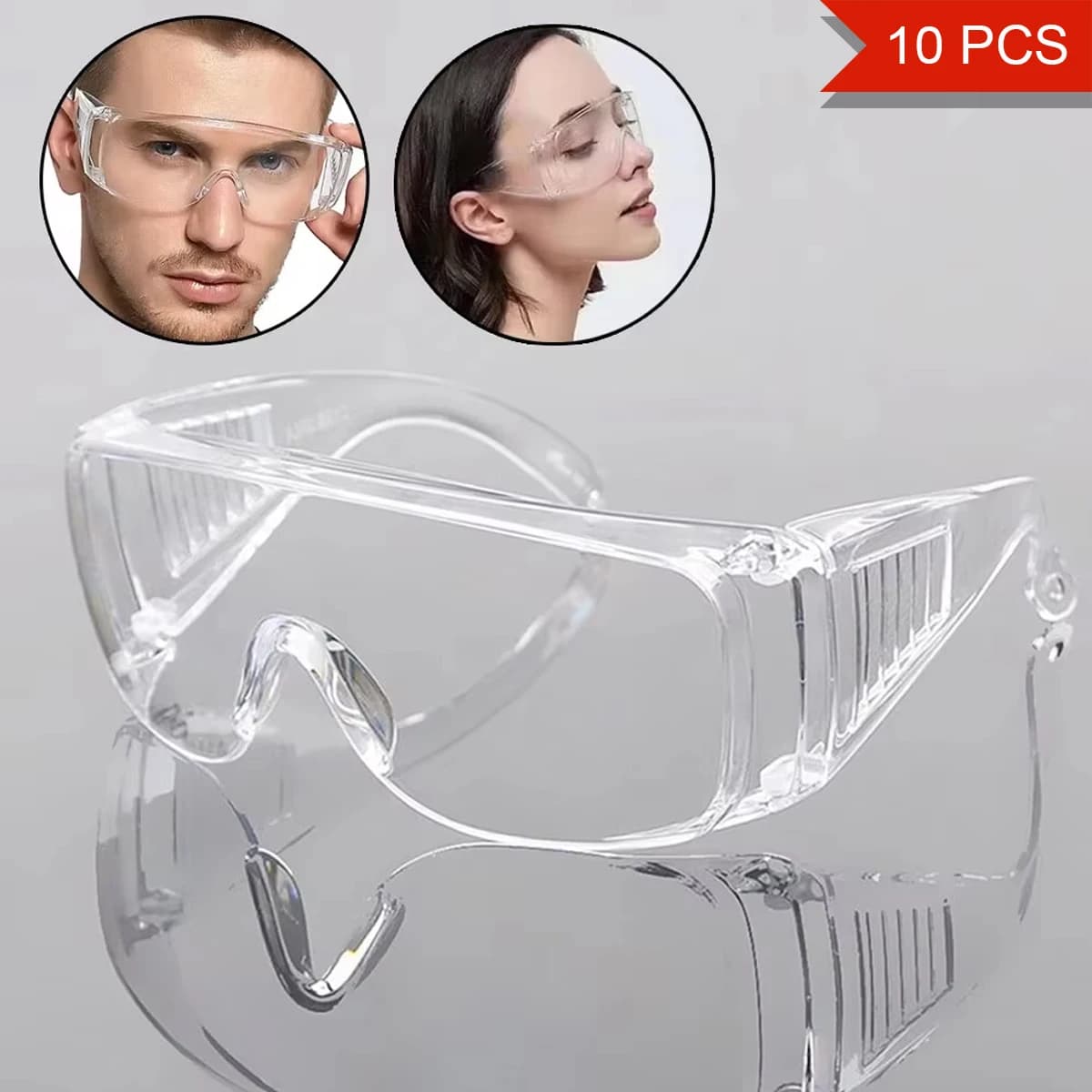 2/10 PCS Safety Protective Goggles Lens Thickness Anti-UV Blinds Water Gun Goggles Anti-impact Labor Protection Glasses