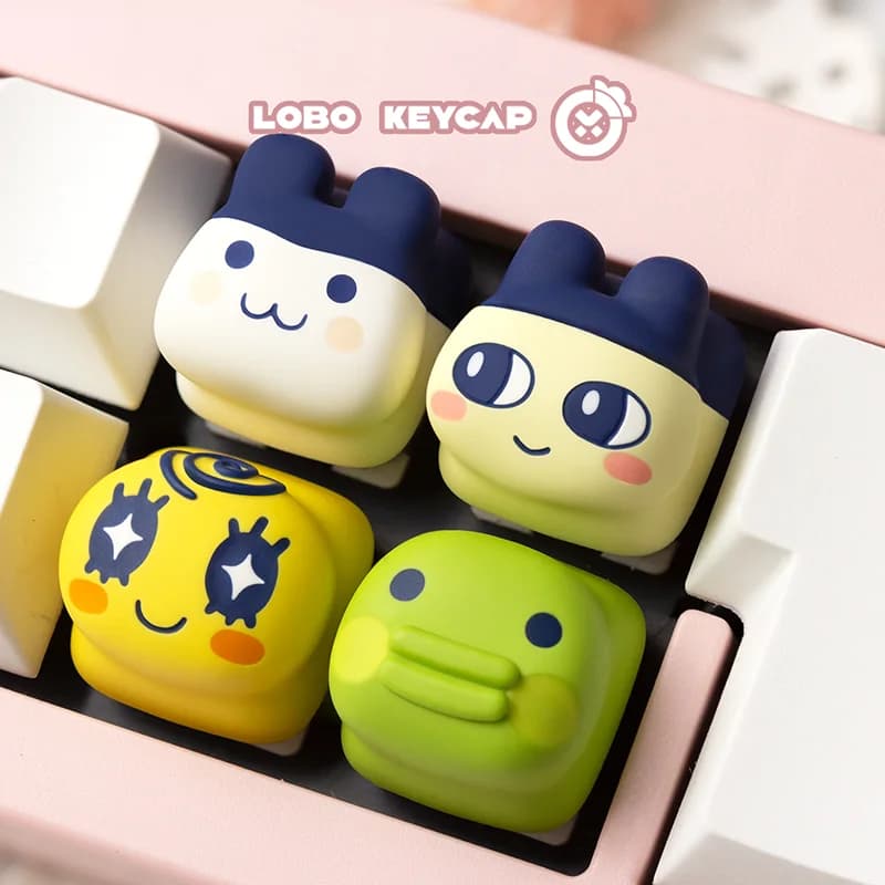 Cute Tama gotchi Mametchi Kuchipatchi Artisan Keycap Custom Resin Key Cap For MX Switch Mechanical Keyboard Decor Gift