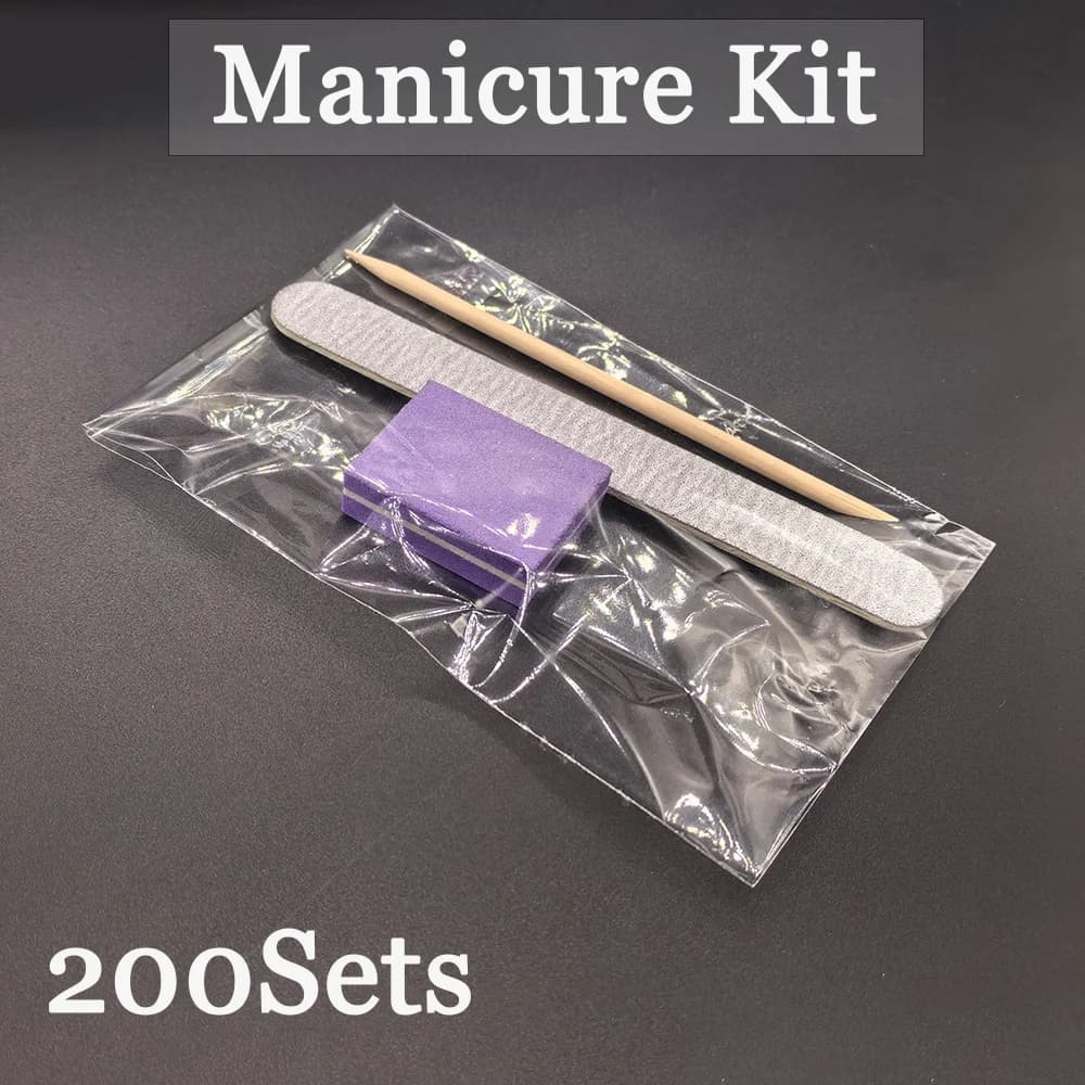 Kit per unghie da salone da 200 set/custodia Set per manicure con bastoncini di legno per lima per unghie professionale