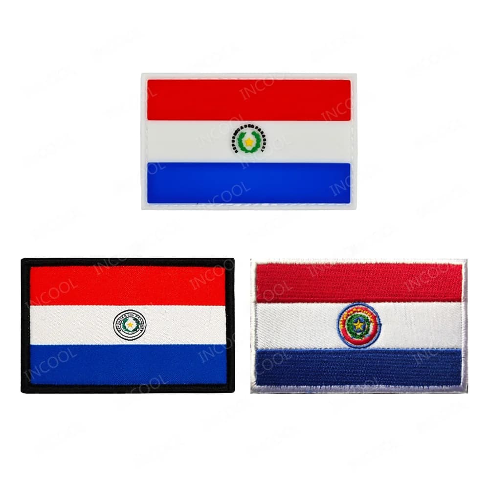 Toppe ricamate con bandiera del Paraguay Toppe con bandiere del Paraguaya in gomma PVC Toppe decorative applicate per zaino da abbigliamento