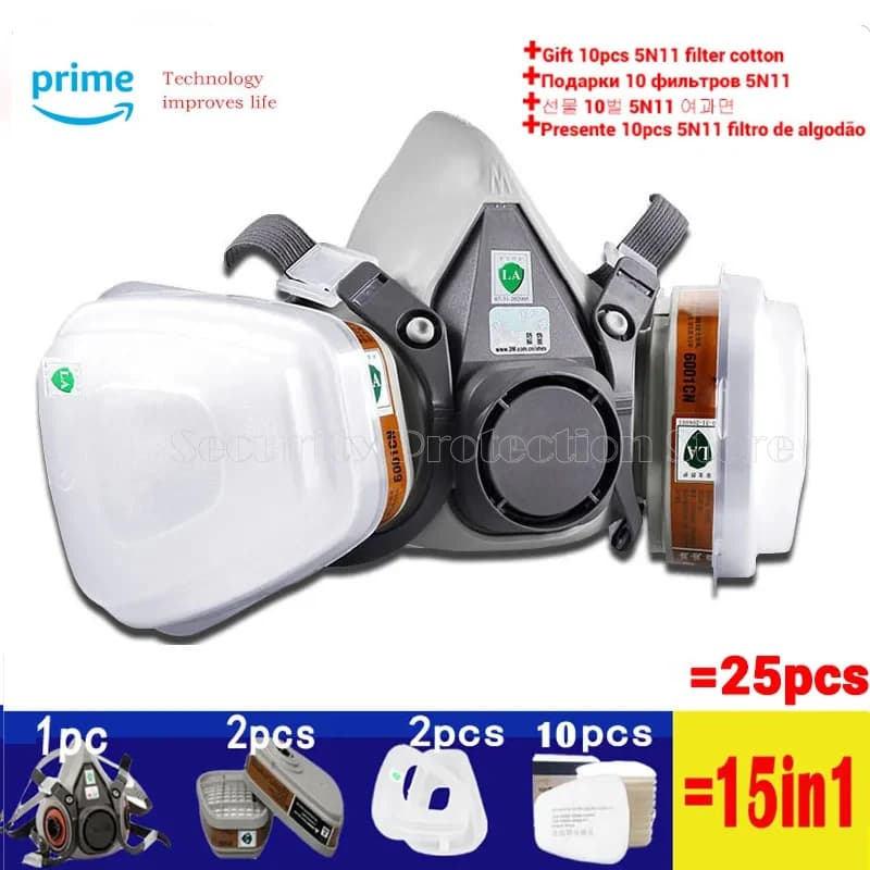 27 pz 6200 maschera o 9 in1 6200 mezzo facciale maschera antigas respiratore con 6001/2097 filtro Fit pittura a spruzzo a prova di polvere per 3M
