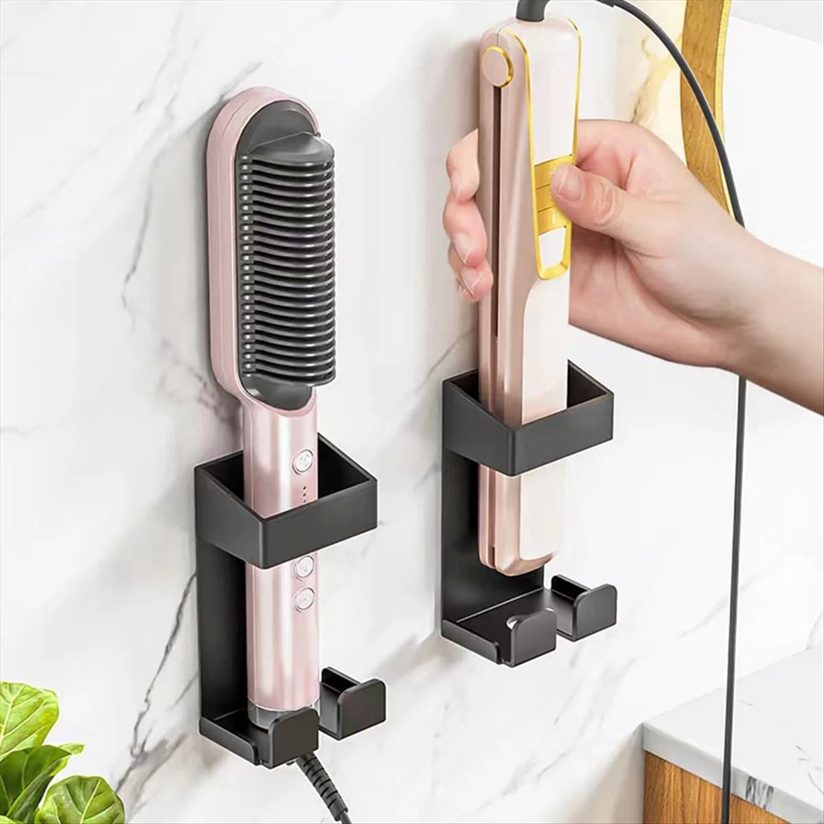 Wall-mounted hair plate holders Curtains Iron holders Satin holders Toothpaste holder Organizer A
