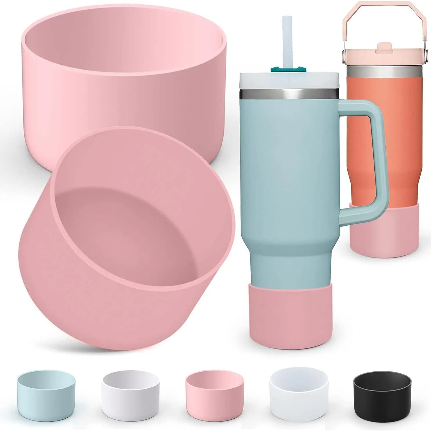 Custodia protettiva per tazza in silicone multicolore da 75 mm, bottiglia sottovuoto, compatibile per Stanley 30/40 once, antiscivolo, resistente ai graffi