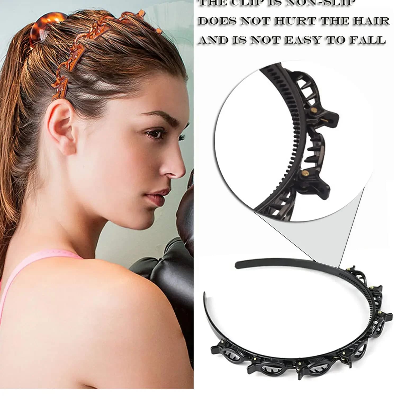 Set di 2 Fasce per Capelli a Doppio Strato alla Moda, Fermagli in Plastica Intrecciati, Accessori per Capelli Punk da Donna
