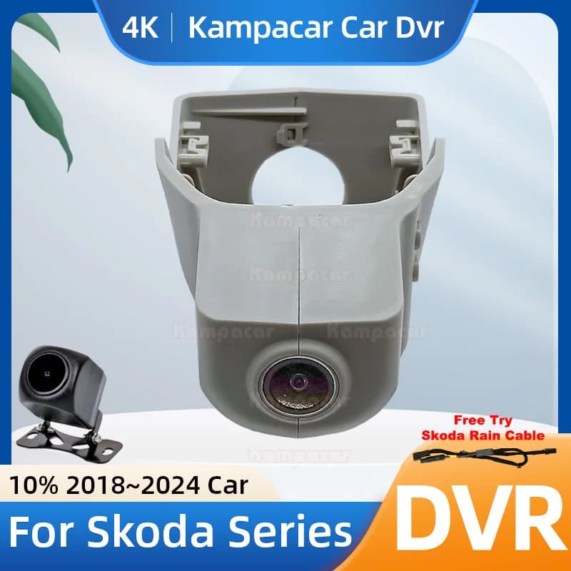Kampacar SKD08-4K 2160P Wifi DashCam Camera Video Recorder For Skoda 76mm Kodiaq Enyaq 60 Karoq Enyaq iv80 2018-2024 10% Car Dvr